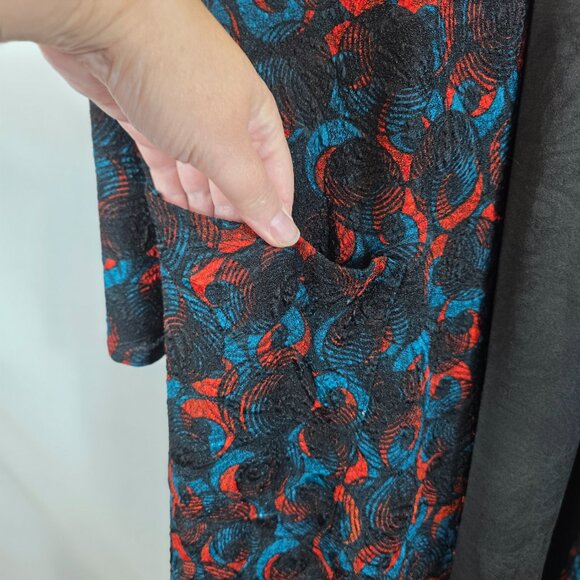 Lularoe Sarah Cardigan Women's Size Small Black, Turquoise Orange Geo Print NEW - Picture 5 of 14